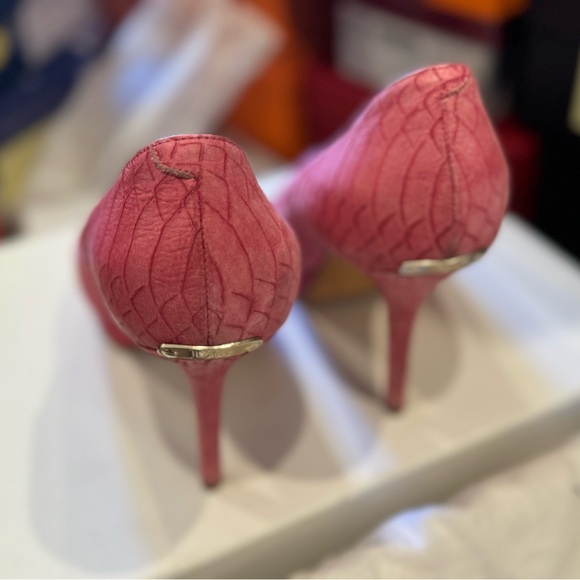 CHRISTIAN DIOR  Leather Python Embossed Peep Toe Platform - Picture 5 of 10